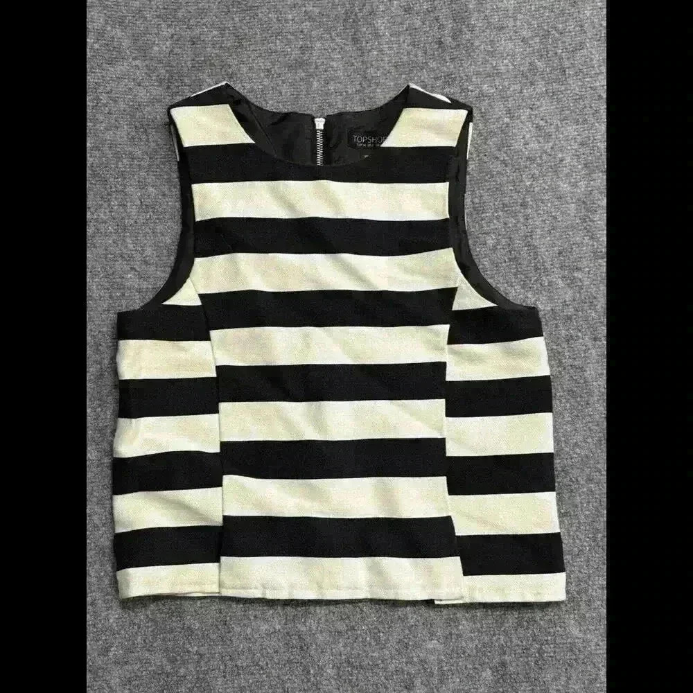 Topshop Black White Striped Sleeveless Top Womens Size 2